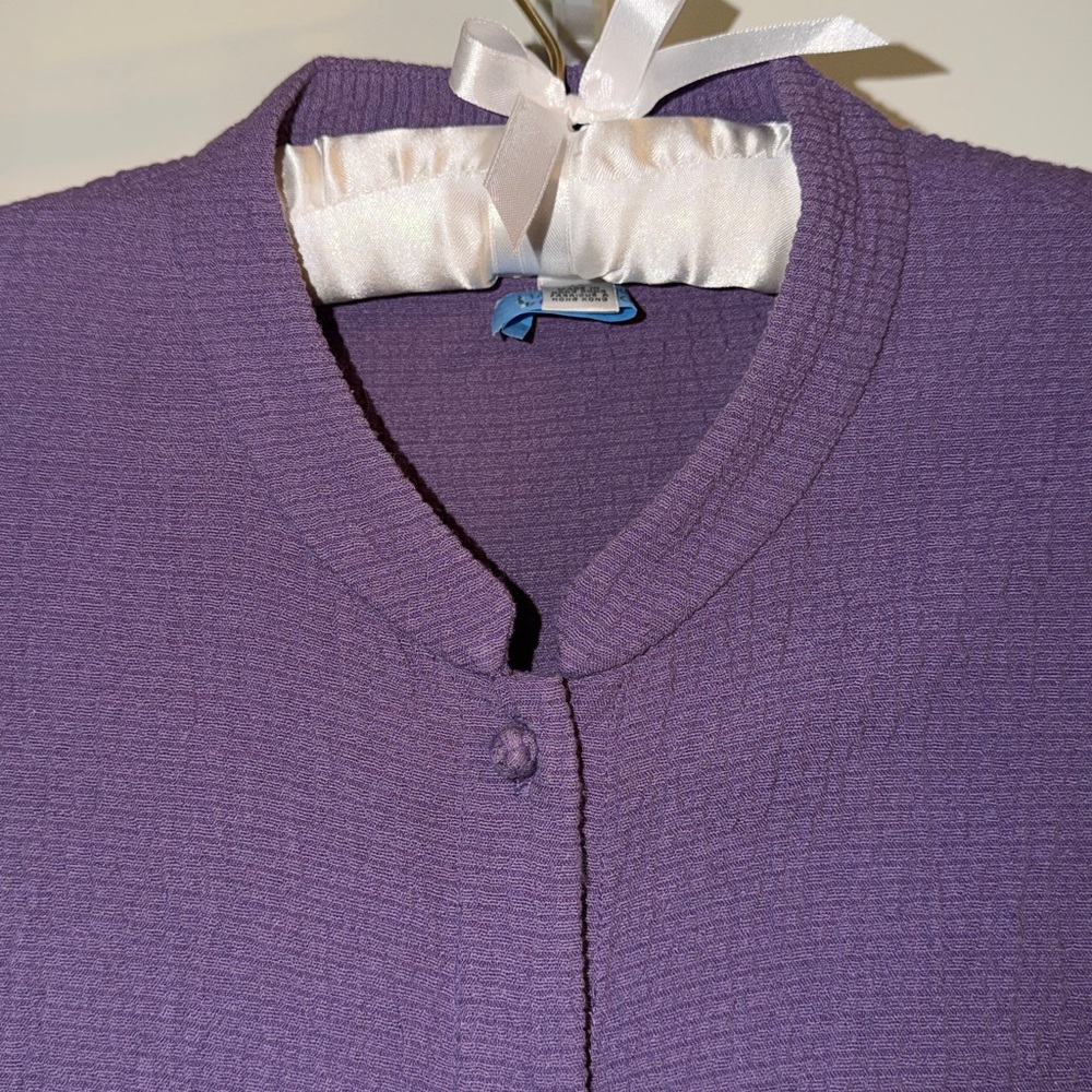 Talbots Midi Sheath Dress, Mandarin Collar, Knot Buttons, Sleeveless, Purple EUC